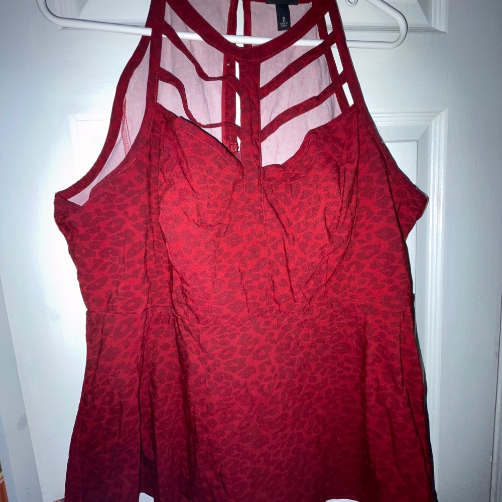 Torrid Cages Red Leopard Print Peplum Top
